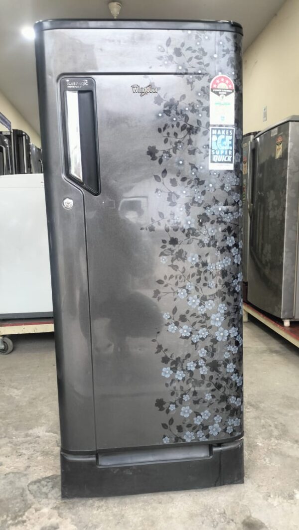 Whirlpool 190 ltr Refrigerator Single Door With Dark Grey Color and White Flowers Design