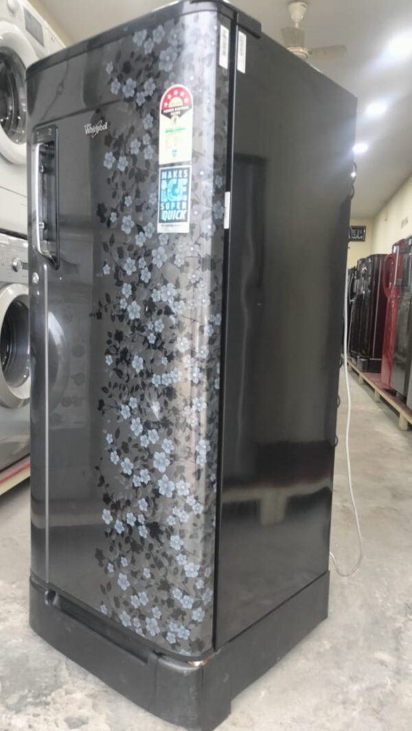 Whirlpool 190 ltr Refrigerator Single Door With Dark Grey Color and White Flowers Design - Image 3