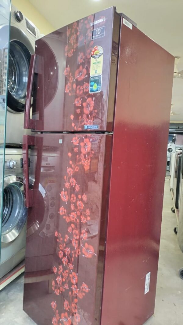 Samsung 280 ltr Refrigerator Inverter Model Double Door With Brown Color and Flower Design - Image 2